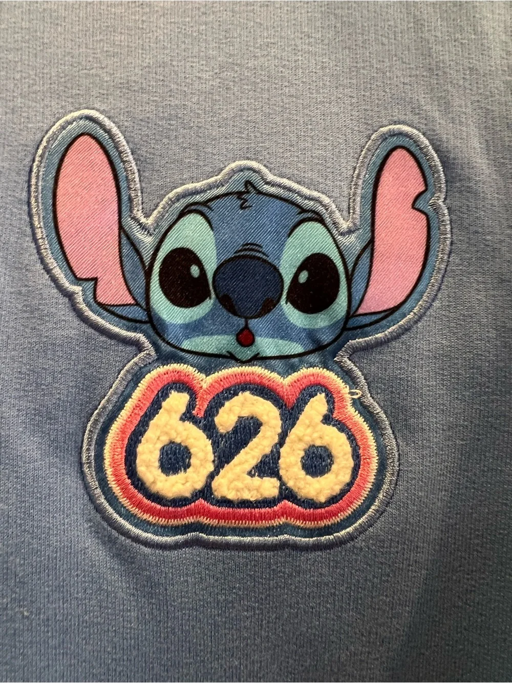 Disney Lilo & Stitch Kids Varsity Bomber Jacket Blue White Size 6 Patch Coat